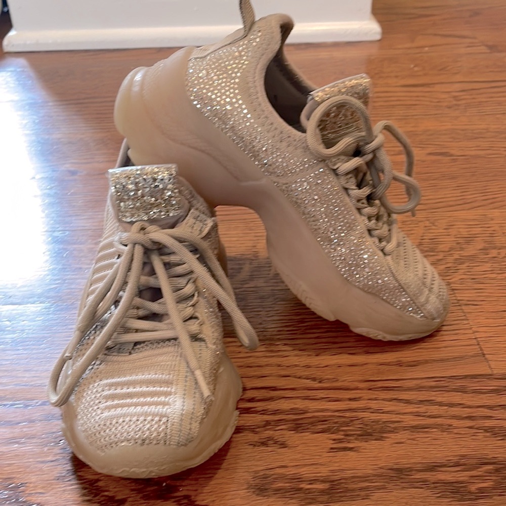 Steve Madden Kids JMaxima Beige Glitzy sneaker